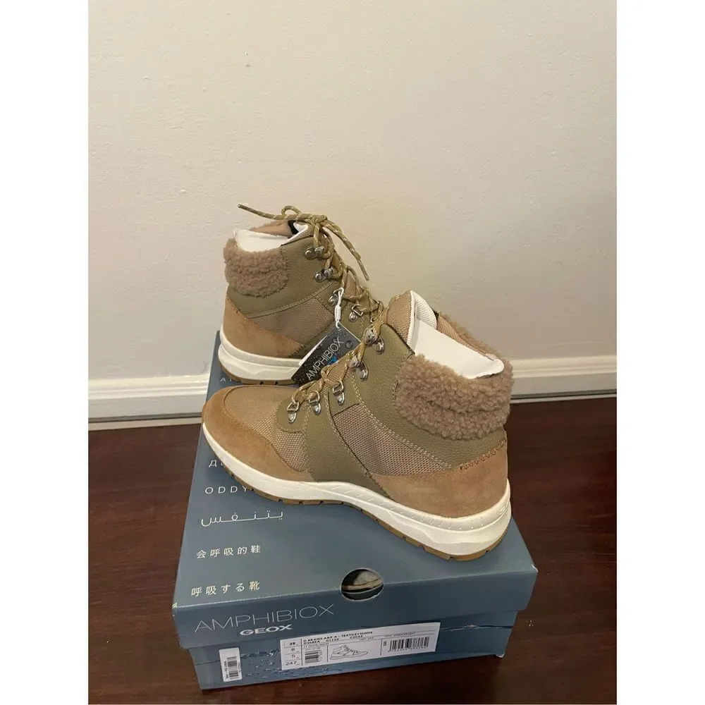 Geox Women’s Braies waterproof, breathable Faux fur hiker boot size 8, NIB